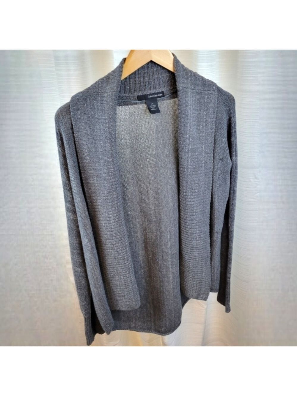 Calvin Klein - Knit Open Front Ribbed Cardigan - Gray